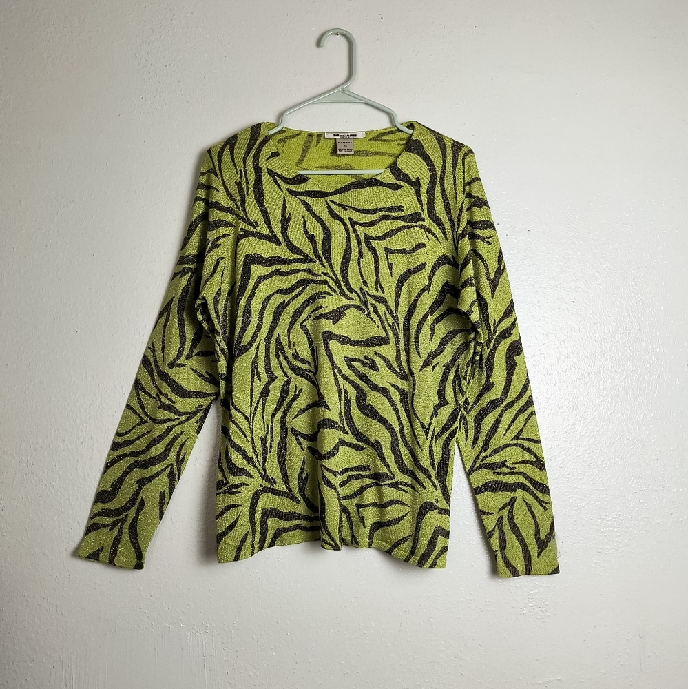 Vintage Y2K Nygârd Collection 2X Zebra Shimmer shirt Top Silk Blend